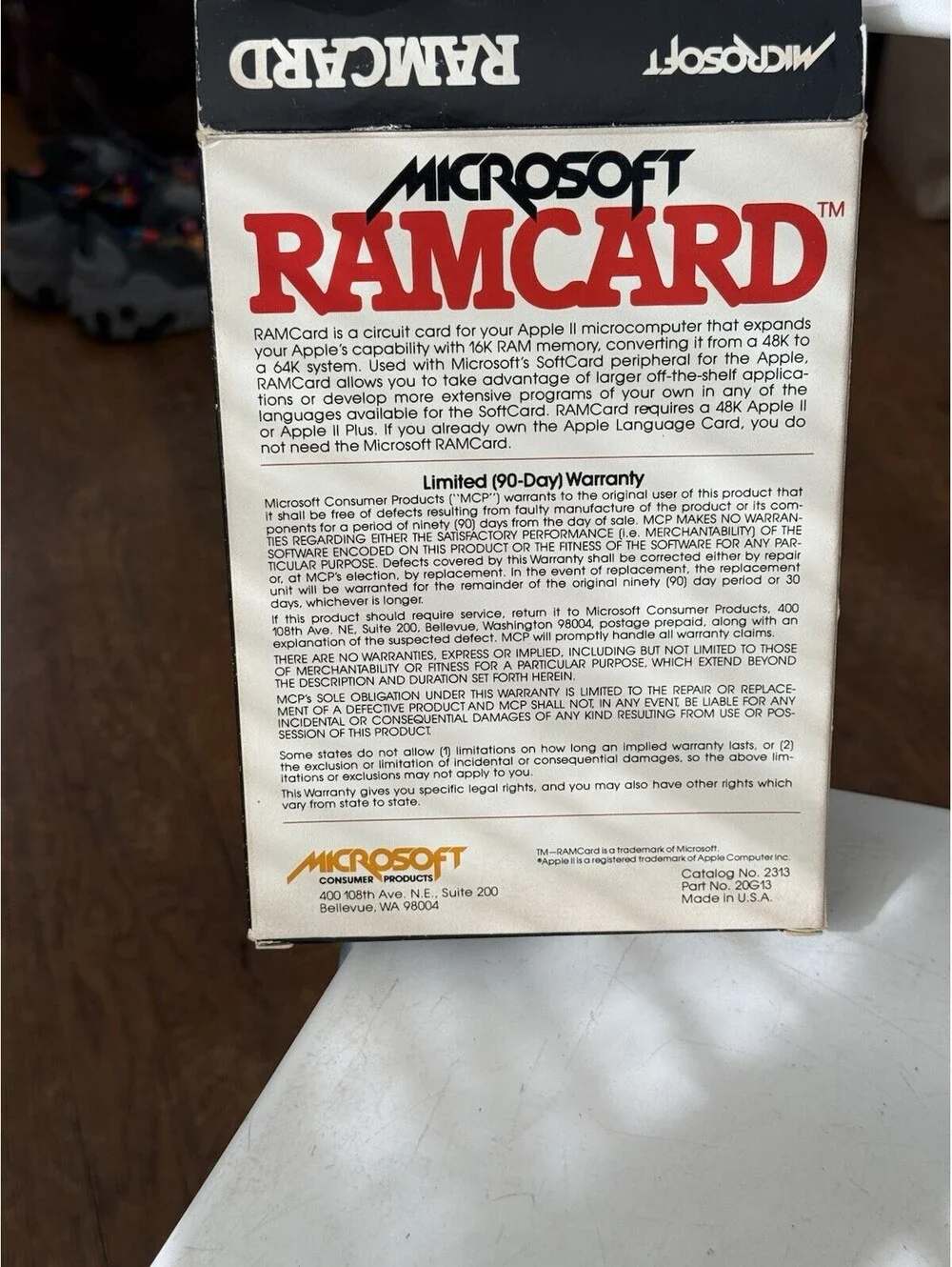Vintage Microsoft Ramcard with manual from 1980 With Box ( Untested)